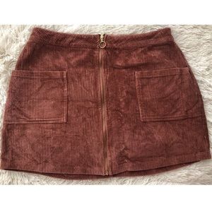 🧡Charlotte Russe Corduroy Zip Skirt in Rust